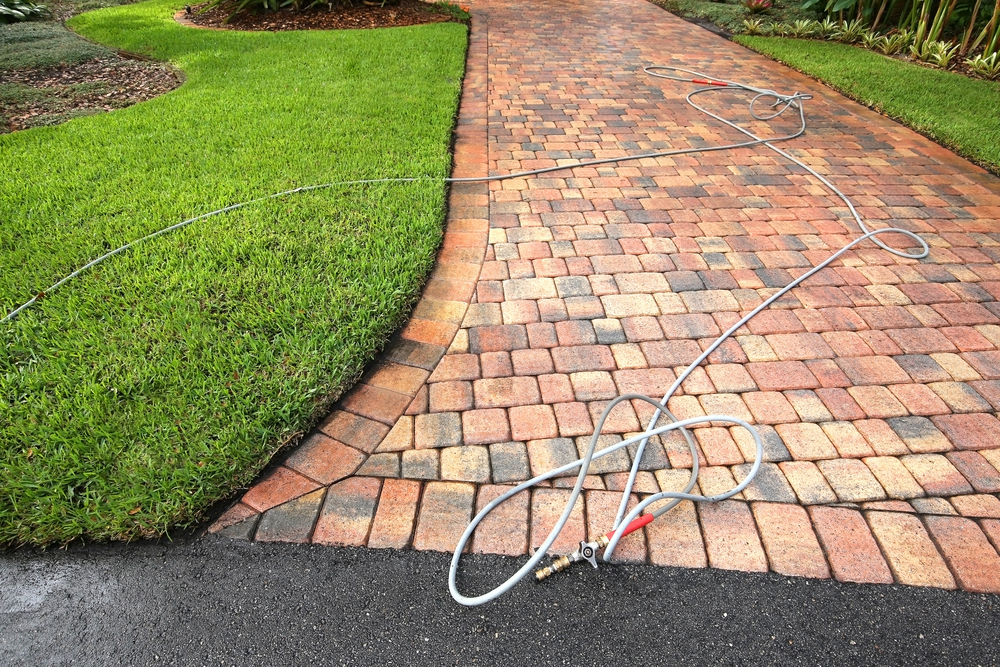 Power washed paving stones